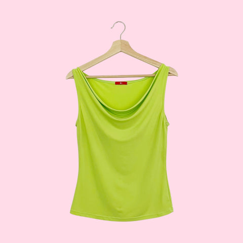NEON GREEN COWL NECK TANK (M)