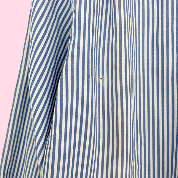 90s Burberrys Blue + White Striped Shirt (S)