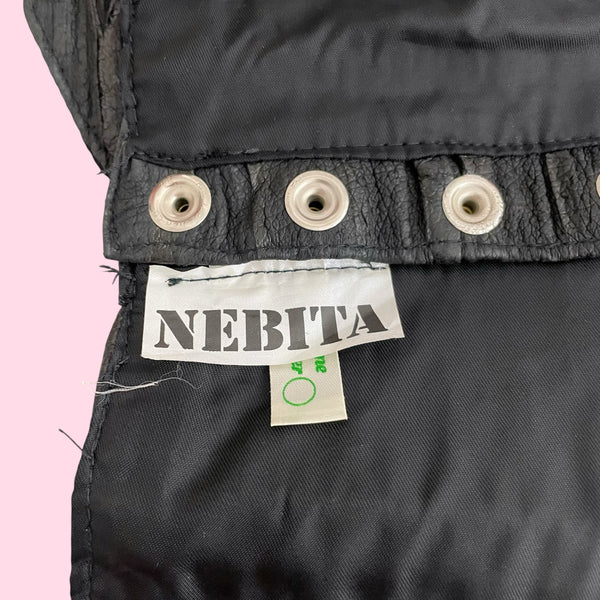 Black Textured Leather Bustier (S)