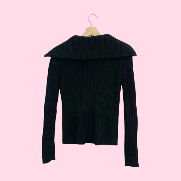 BENETTON BLACK DOUBLE ZIP CARDIGAN (S)