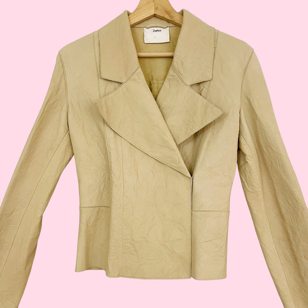 JARBO TAN FRINGE LEATHER JACKET (S)