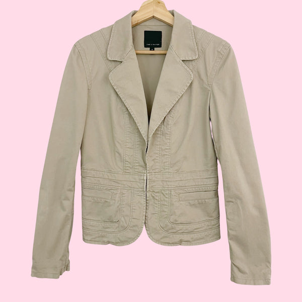 Y2K Tan Cotton Pleated Blazer (M)