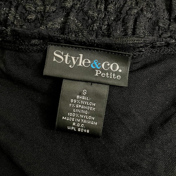 BLACK FLORAL LACE TIE FRONT BLOUSE (S)