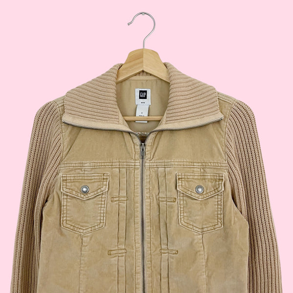 TAN CORDUROY KNIT JACKET (S)