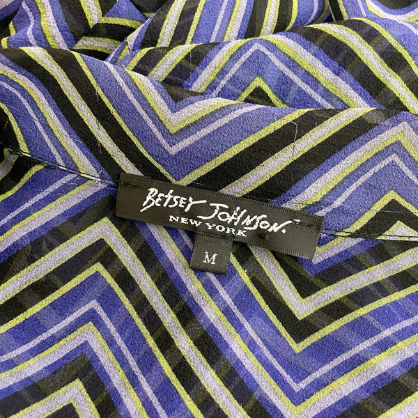 BETSEY JOHNSON SILK CHEVRON MIDI DRESS (6)