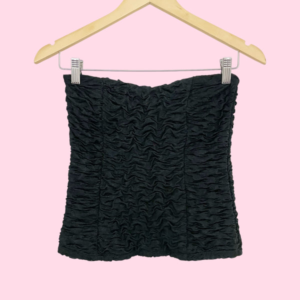 BLACK TEXTURED TUBE TOP (M)