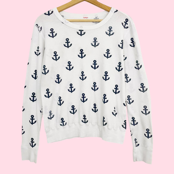 Y2K Anchor Print Rhinestone Thermal Top (L/XL)