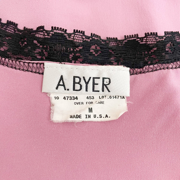 PINK + BLACK LACE TANK (M)