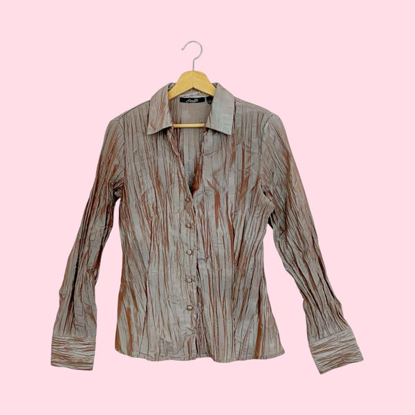 TWO TONE IRIDESCENT WRINKLE BLOUSE (L)