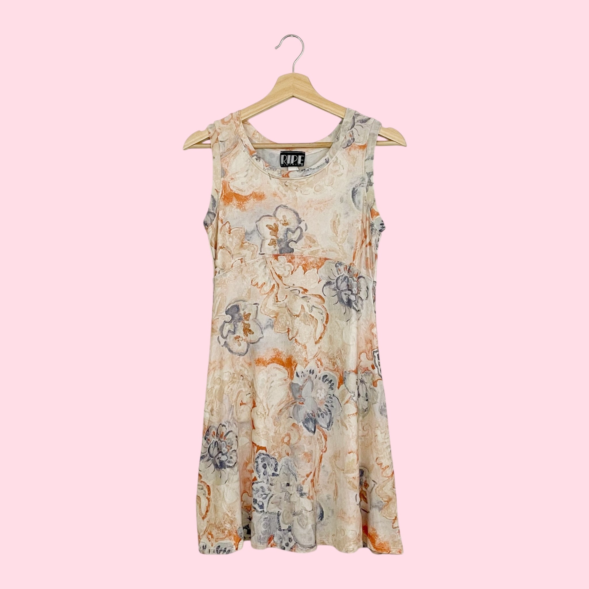 FLORAL PRINT SLINKY MINI DRESS (M)