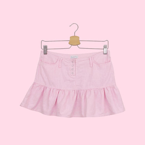 LIGHT PINK LINEN MINI SKIRT (XS)
