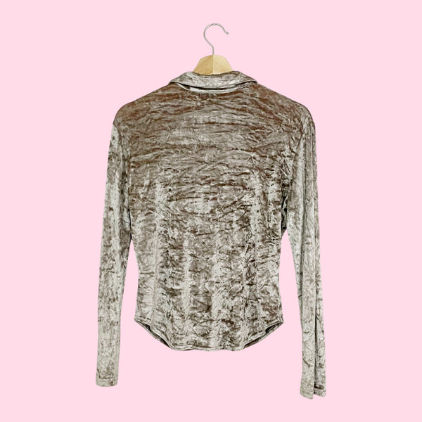 LIGHT BROWN SILK VELVET BLOUSE (M)