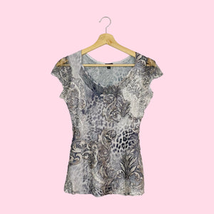 KOMAROV PAISLEY PRINT WRINKLE BLOUSE (M)