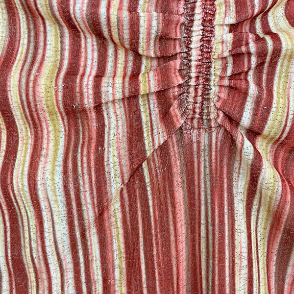 BROWN STRIPED MESH CINCHED TOP (M/L)
