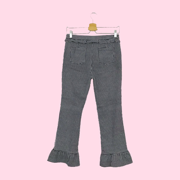 BLACK + WHITE GINGHAM RUFFLE CAPRIS (M)