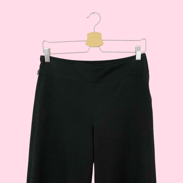 BLACK LOW RISE WIDE LEG OFFICE PANTS (28)