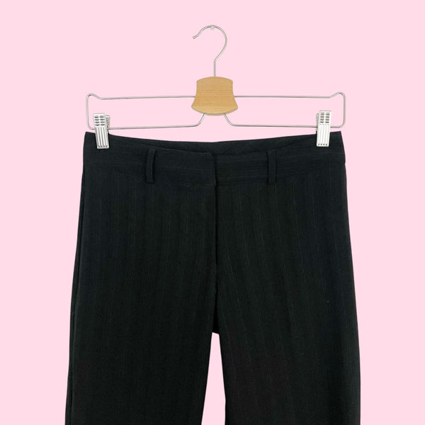 Y2K BLACK STRIPED LOW RISE OFFICE PANTS (3)