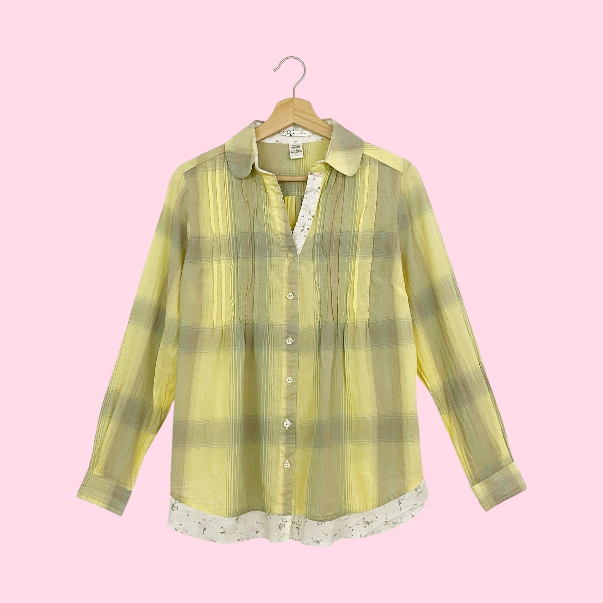PASTEL YELLOW PLAID BLOUSE (S)