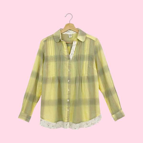 PASTEL YELLOW PLAID BLOUSE (S)
