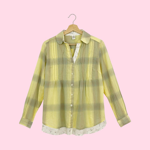 PASTEL YELLOW PLAID BLOUSE (S)