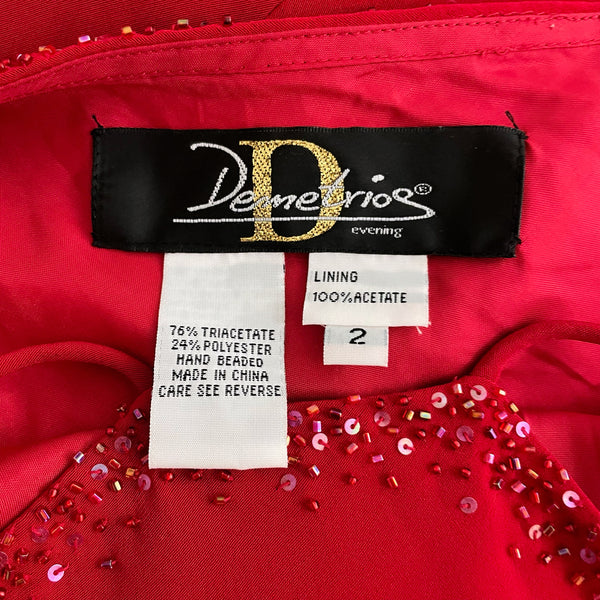 RED BEADED ASYMMETRICAL MIDI DRESS (2)