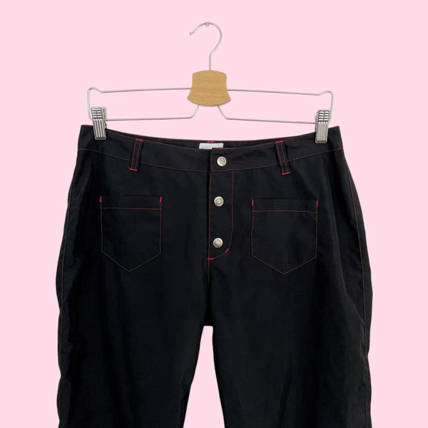 Y2K Op Embroidered Nylon Pants (M)