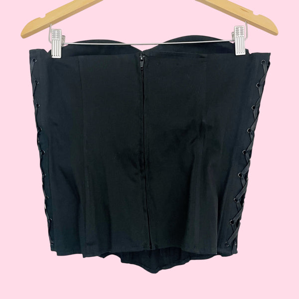 Black Corset Top w/ Lace Up Side Detail (M/L)