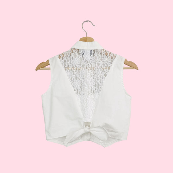 LACE PANEL WESTERN CROP TOP (S)