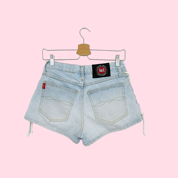 DENIM LACE UP SHORTS (S)