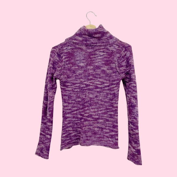 PURPLE MOHAIR BLEND TURTLENECK SWEATER (S)