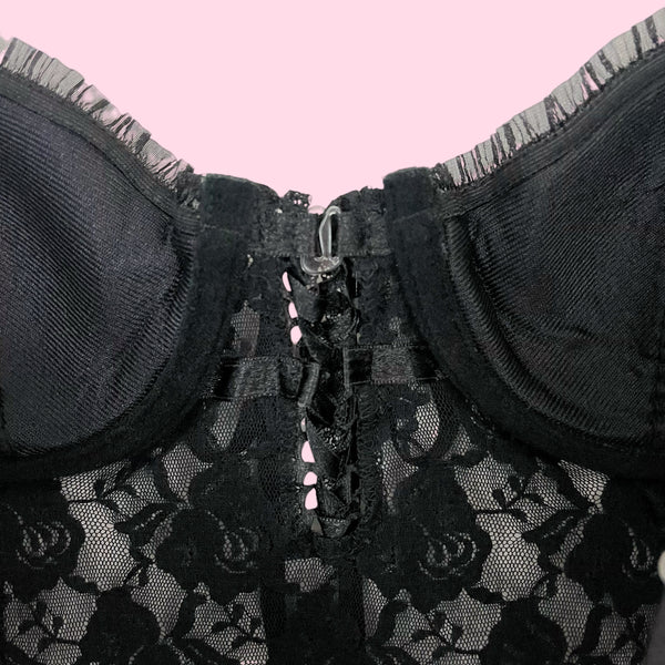 FREDERICK'S BLACK LACE BABYDOLL (M/L)