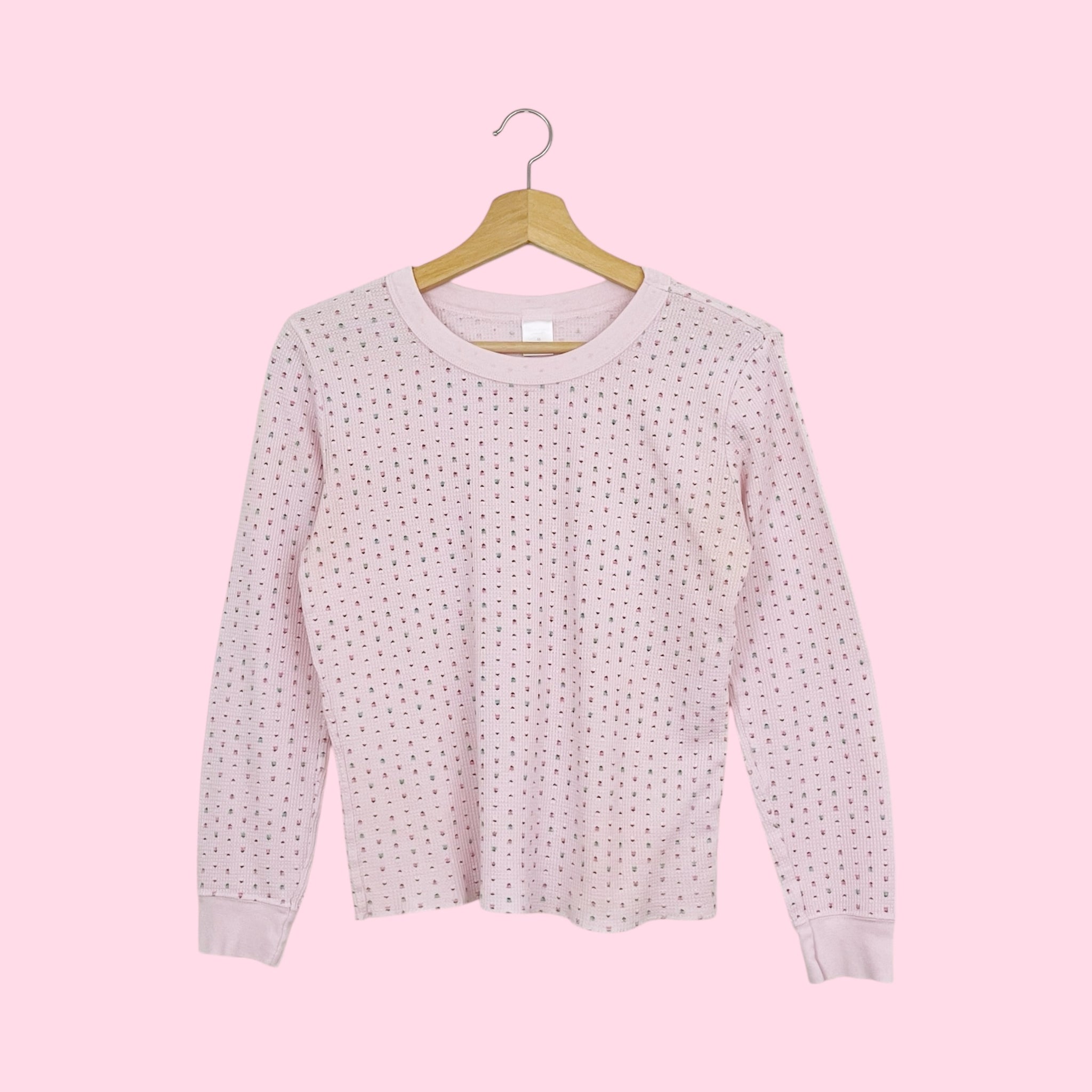 LIGHT PINK FLORAL THERMAL TOP (M)