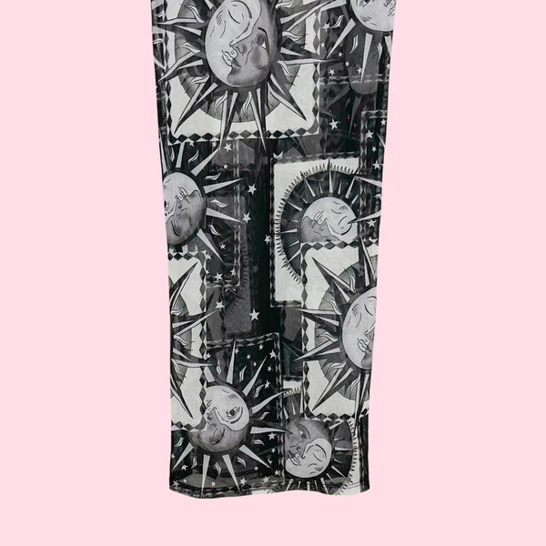 SUN + MOON PRINT MESH MAXI DRESS (S)