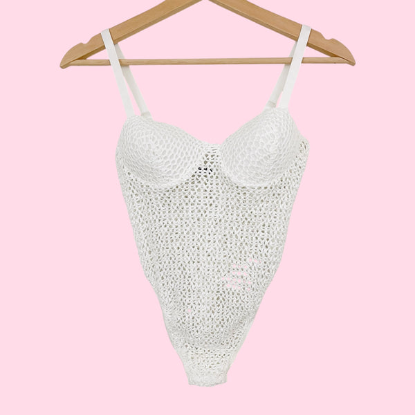 CONTEMPO WHITE NET THONG BODYSUIT (S)