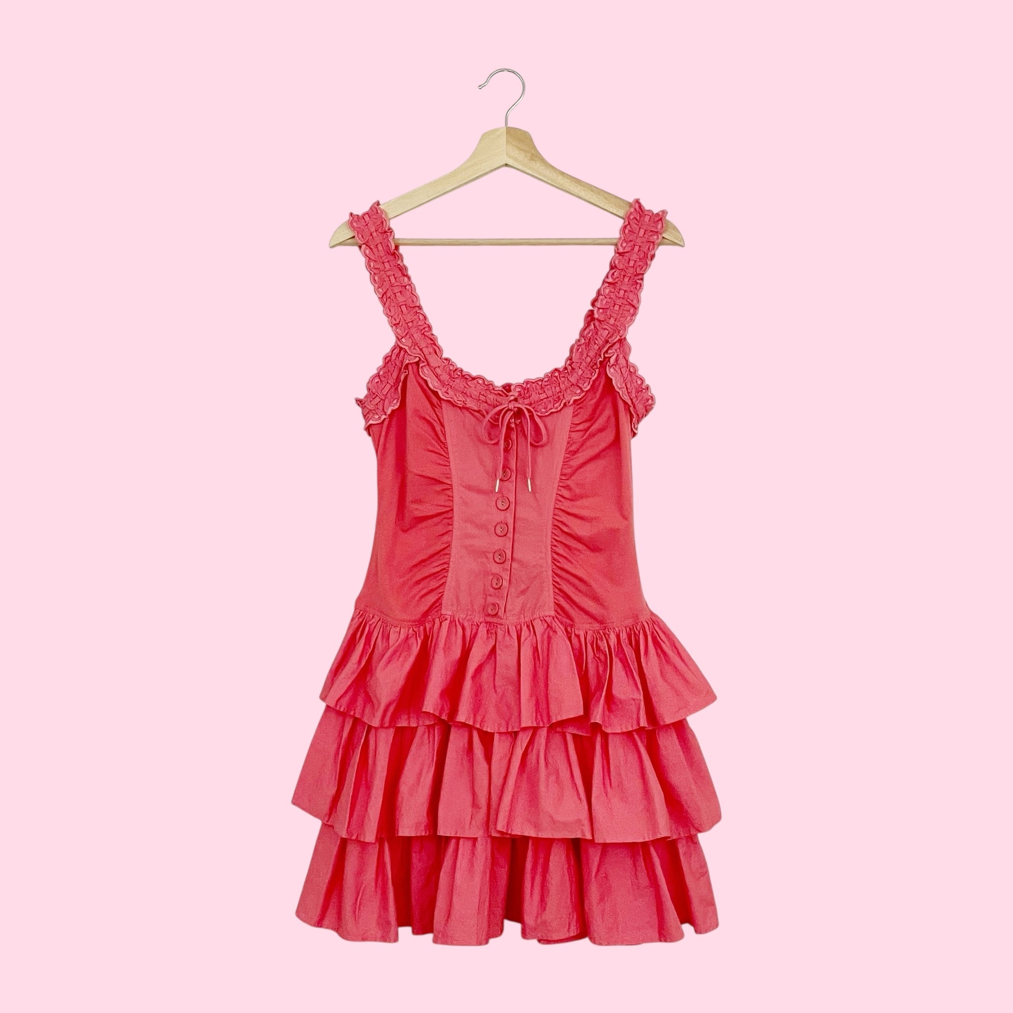 BETSEY JOHNSON CORAL RUFFLE DRESS (2)