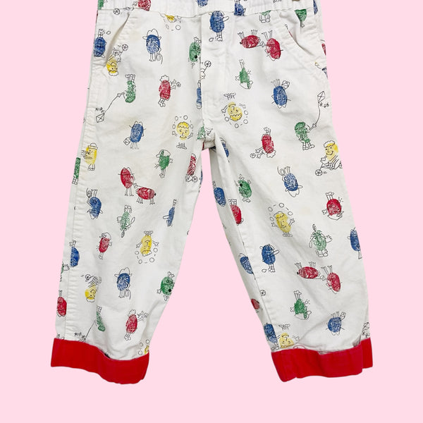 90S OSHKOSH B'GOSH THUMBPRINT OVERALLS (3T)