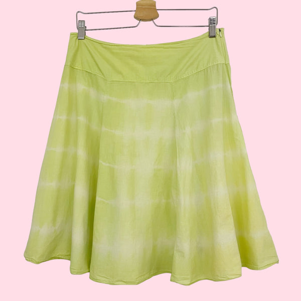 LIME TIE DYE COTTON MIDI SKIRT (L)