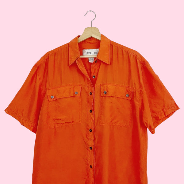 ORANGE SILK OVERSIZED SHIRT (M)