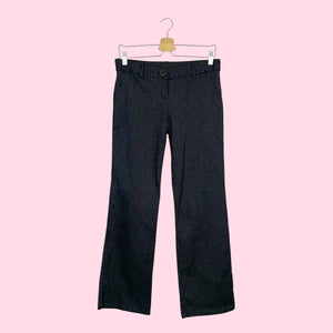 BLACK PINSTRIPE STRETCH OFFICE SIREN PANTS (M)