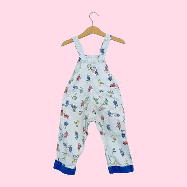 90S OSHKOSH B'GOSH THUMBPRINT OVERALLS (2T)