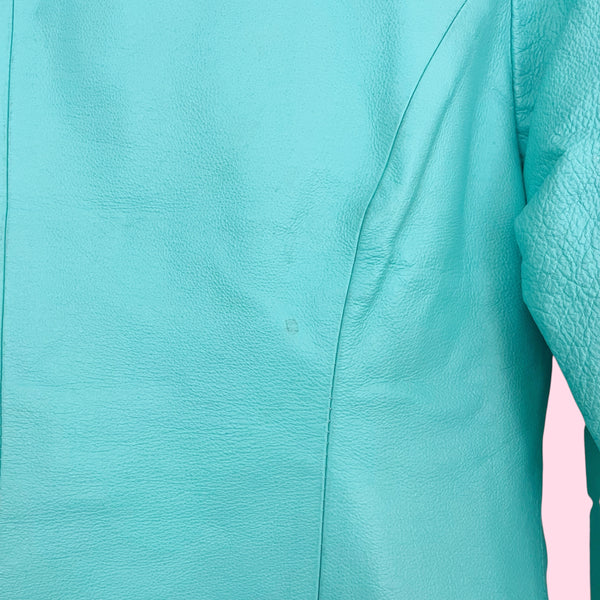 WILSON'S MINT GREEN RUCHED LEATHER JACKET (S)