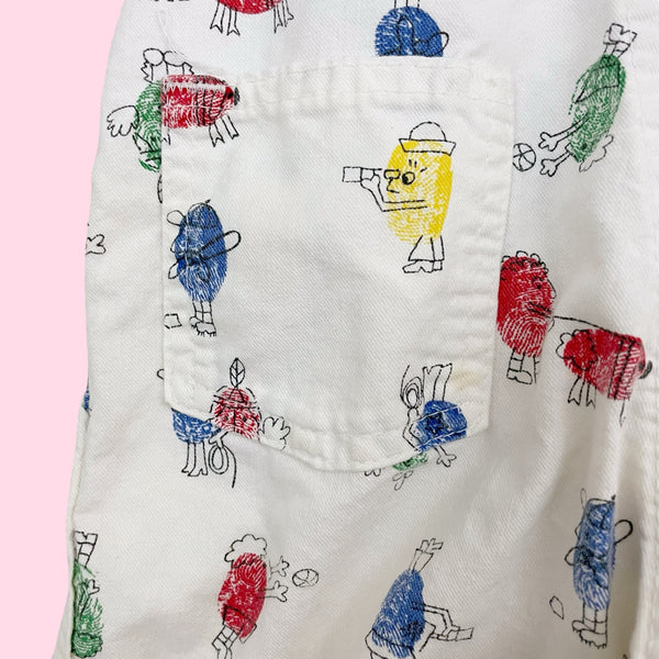 90S OSHKOSH B'GOSH THUMBPRINT OVERALLS (3T)