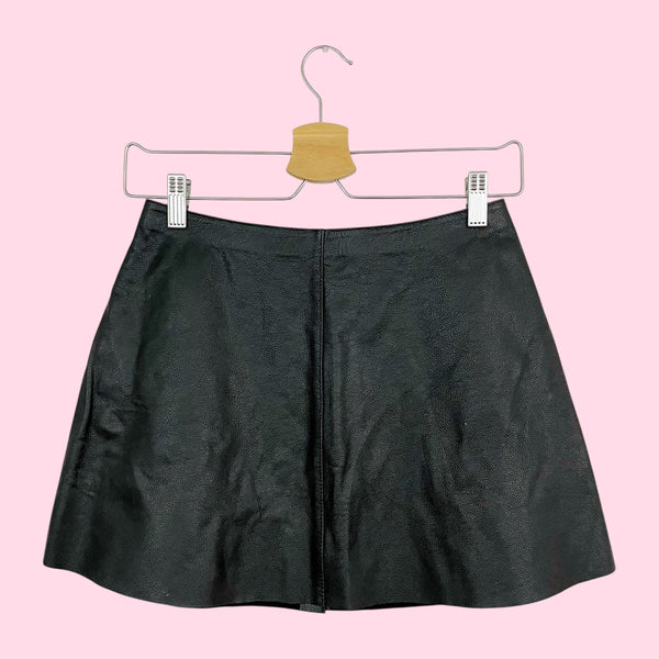 BLACK LEATHER BUTTON UP MINI SKIRT (25)