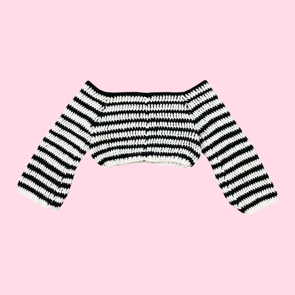 BLACK + WHITE STRIPED SWEATER (S/M)