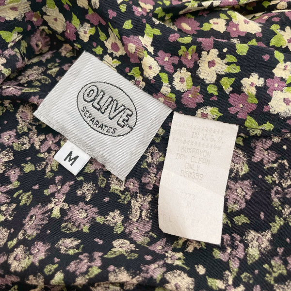 NAVY FLORAL MAXI WRAP SKIRT (M)