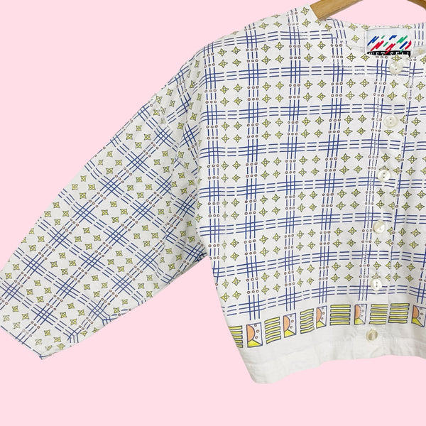 PRINTED CROPPED BUTTON UP TOP (M)