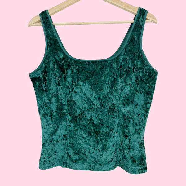 90s VICTORIA'S SECRET GREEN VELVET TANK (M)