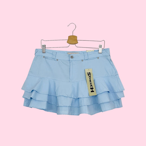 LIGHT BLUE RUFFLE MINI SKIRT (L)