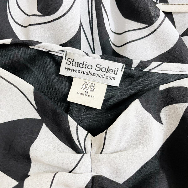 BLACK & WHITE PSYCHEDELIC MIDI DRESS (S/M)