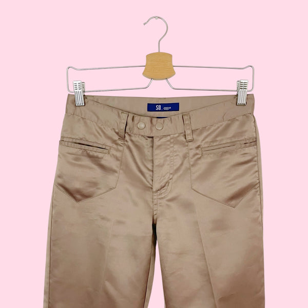 TAN SATIN BOOTCUT PANTS (2)